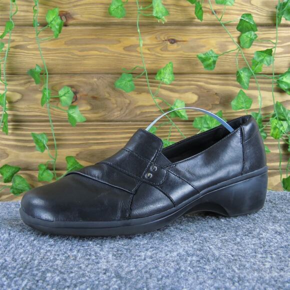 Clarks Women's Clog Black Leather Sz‎ 7.5 Medium Used 2025 - Picture 1 of 6